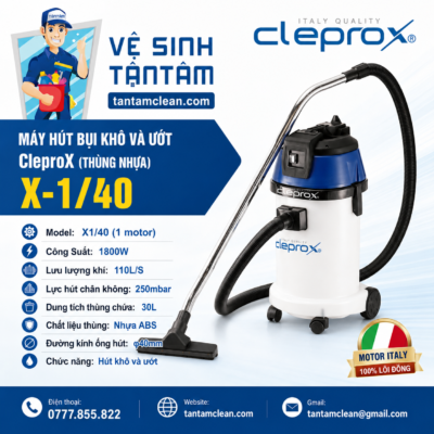 Máy hút bụi CleproX ( 30 lít thùng nhựa) X-1/40