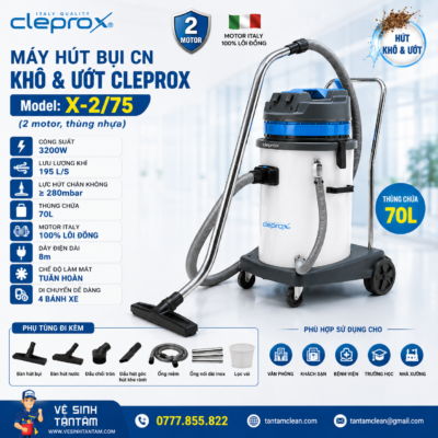 Máy hút bụi CleproX (thùng nhựa) X-2/75